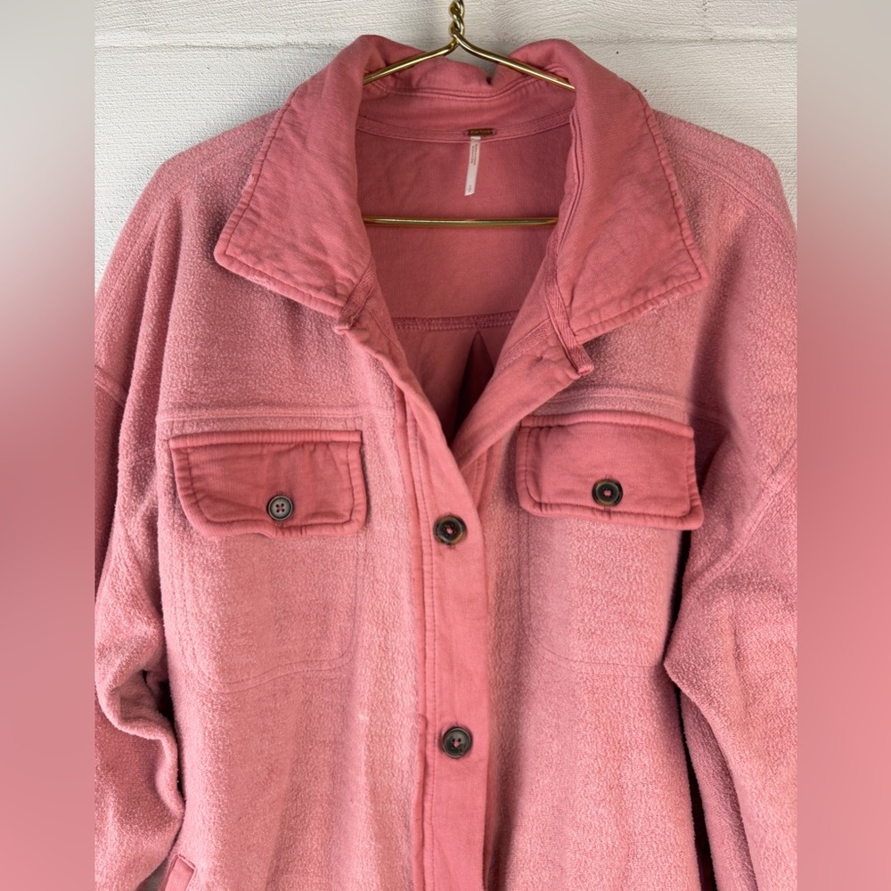 Free People Ruby Pink Button Down Shacket Shirt J… - image 5